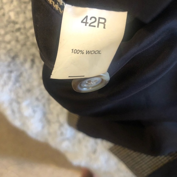 Jos A Banks Wool Blazer Sports Coat Tan Gun club check 42R - Picture 12 of 16